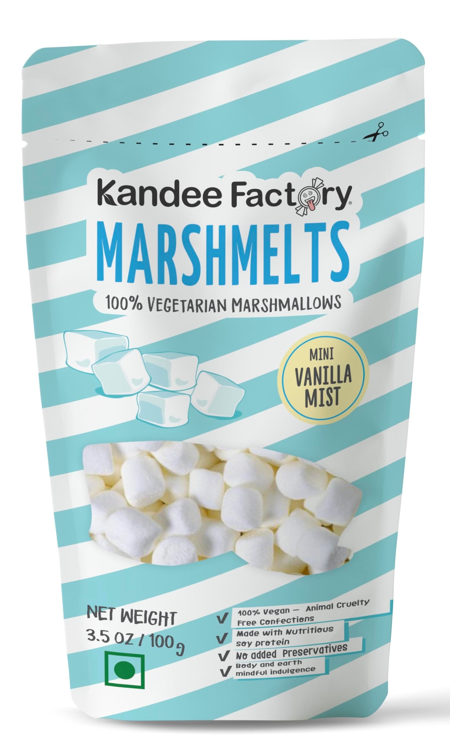 MARSHMELTS VEG MINI MARSHMALLOWS VANILLA MIST FLAVOUR-100g -Refreshingly made in India at Kandeefactory