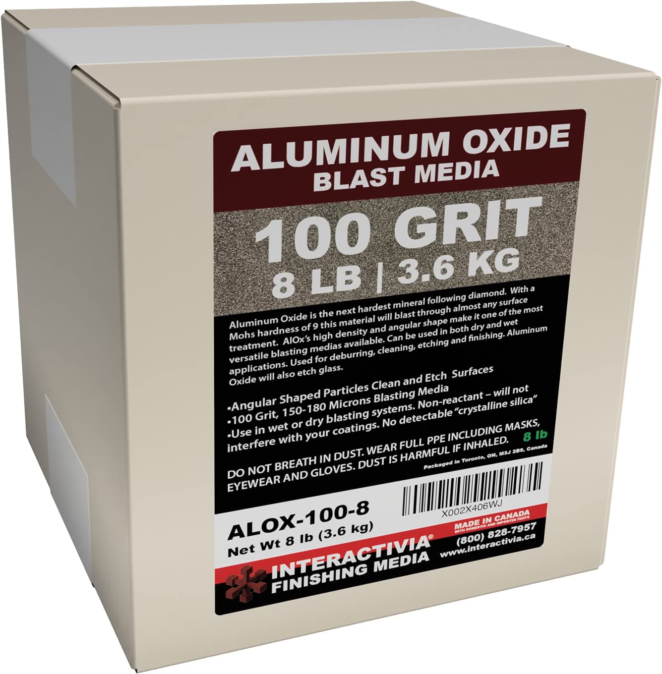 #100 Aluminum Oxide - 8 LBS - Medium Sand Blasting Abrasive Media for Blasting Cabinet and Blasting Guns.
