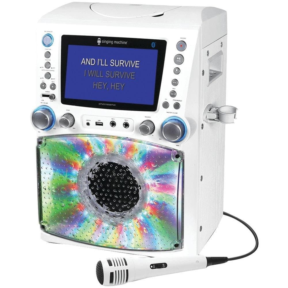 THE SINGING MACHINE STVG785BTW Classic Series CD/CD+G/MP3+G Karaoke Player with Lights & Bluetooth(