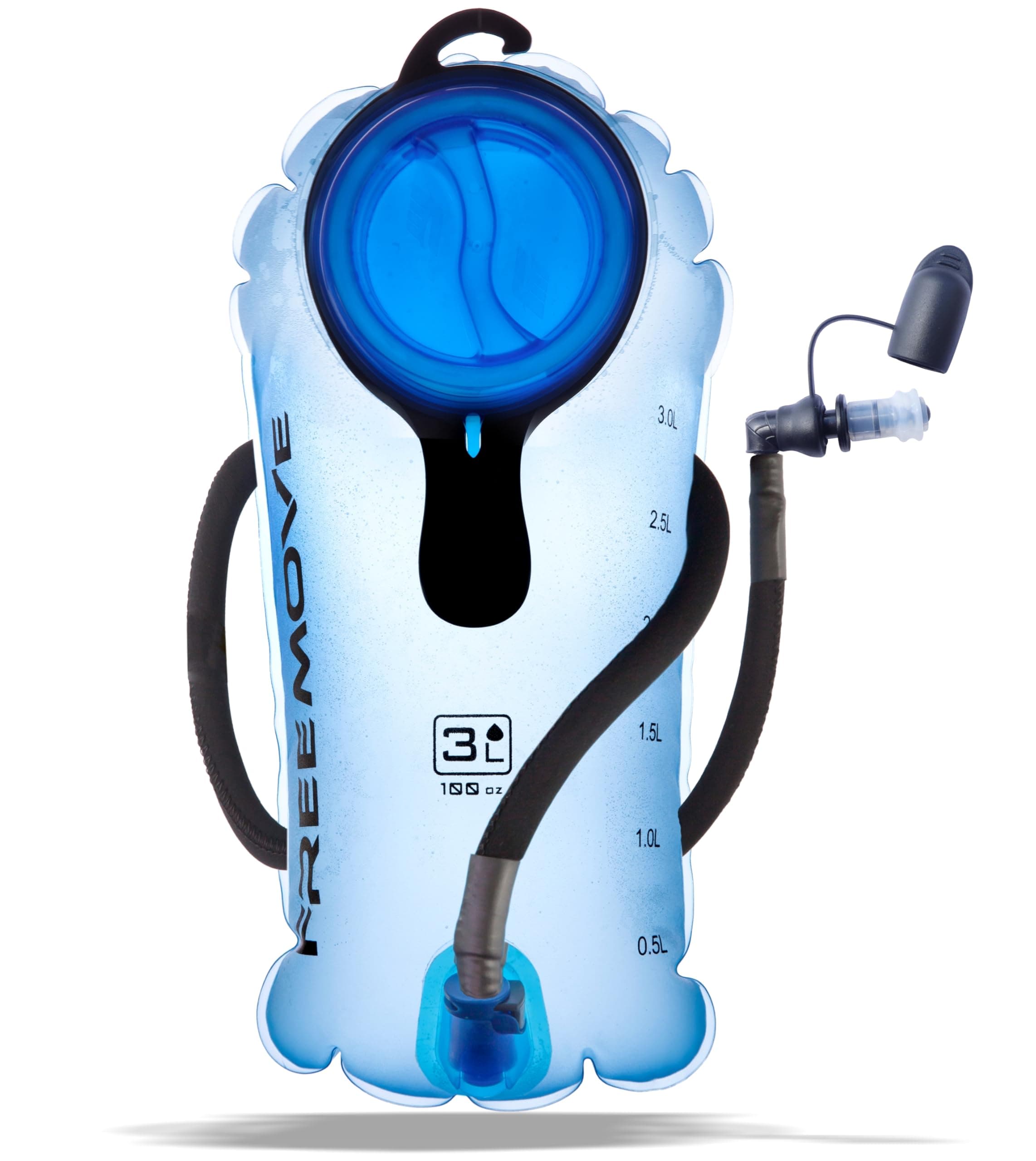 FREEMOVE Hydration Bladder 2L / 3L Water Bladder for Hiking Backpack >Blue or Green< Leak Proof Hydration Pack, Tasteless & BPA Free, TPU Water Reservoir, Quick Release Insulated Tube & Shutoff Valve