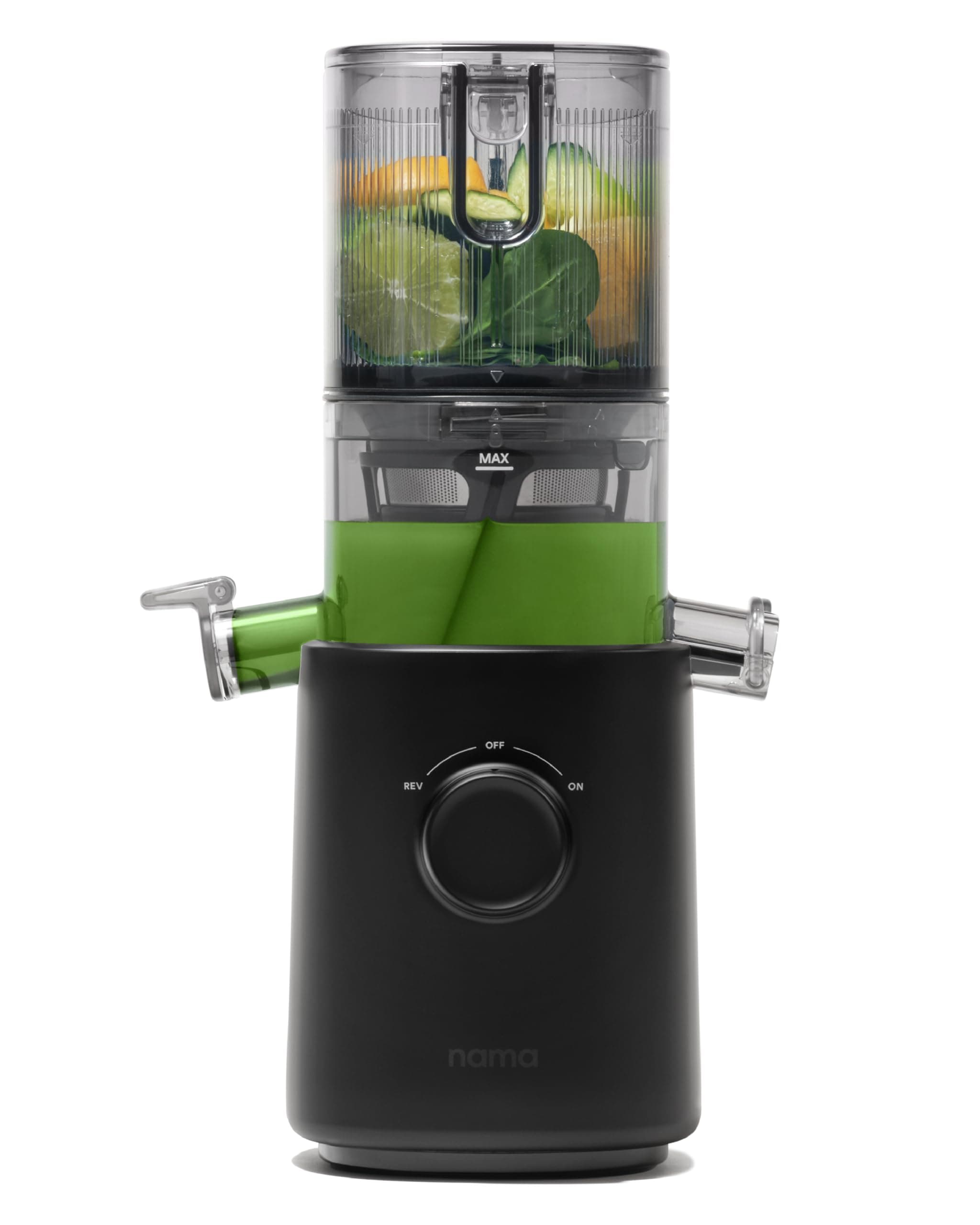 J3 Compact Cold Press Juicer – Space Saving & Self Feeding for Hands-Free Operation – Lightweight, Portable Zero Waste Slow Masticating Juicer – Easy Cleanup & Assembly - Black