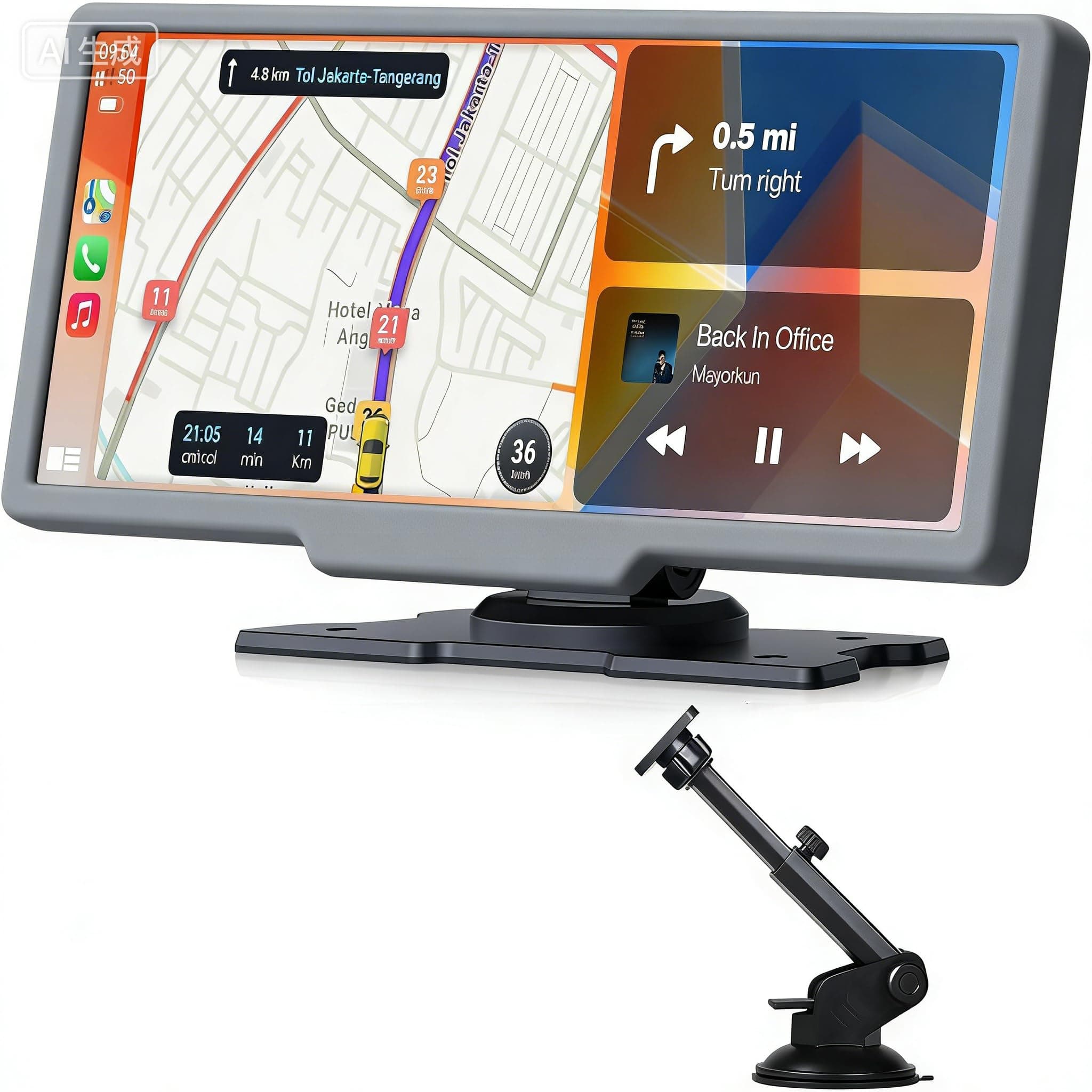 LAMTTO Wireless Car Stereo for Apple CarPlay Android Auto Portable Car Radio, 9.26 Inch IPS Touchscreen CarPlay Screen with Bluetooth 5.0/Mirror Link/Voice Assistant/Sat Navi AUX/FM/AUX/Type-C