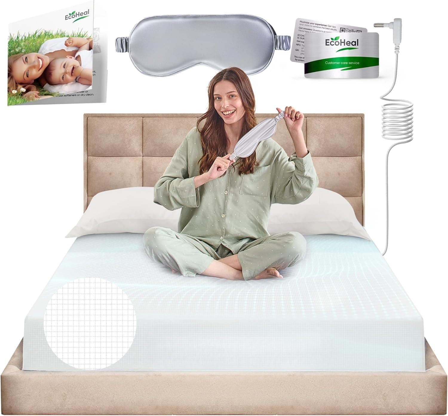 Earth Grounding Sheets Full Size with 12% Silver Fiber & 4% Silk & 84% Cotton - White - Quality Certified Grounded Well Bed Sheet - Conductive Fitted Sheet for Better Sleep