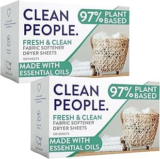 The Clean People Fabric Softener Sheets - Dryer Sheets - Softens & Removes Static Cling - Vegan Laundry Softener With Essential Oils - Fresh Scent, 240 Pack