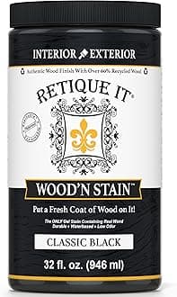 Wood'nStain - Liquid Wood Gel Stain Interior/Exterior (32 oz (Quart), Classic Black)