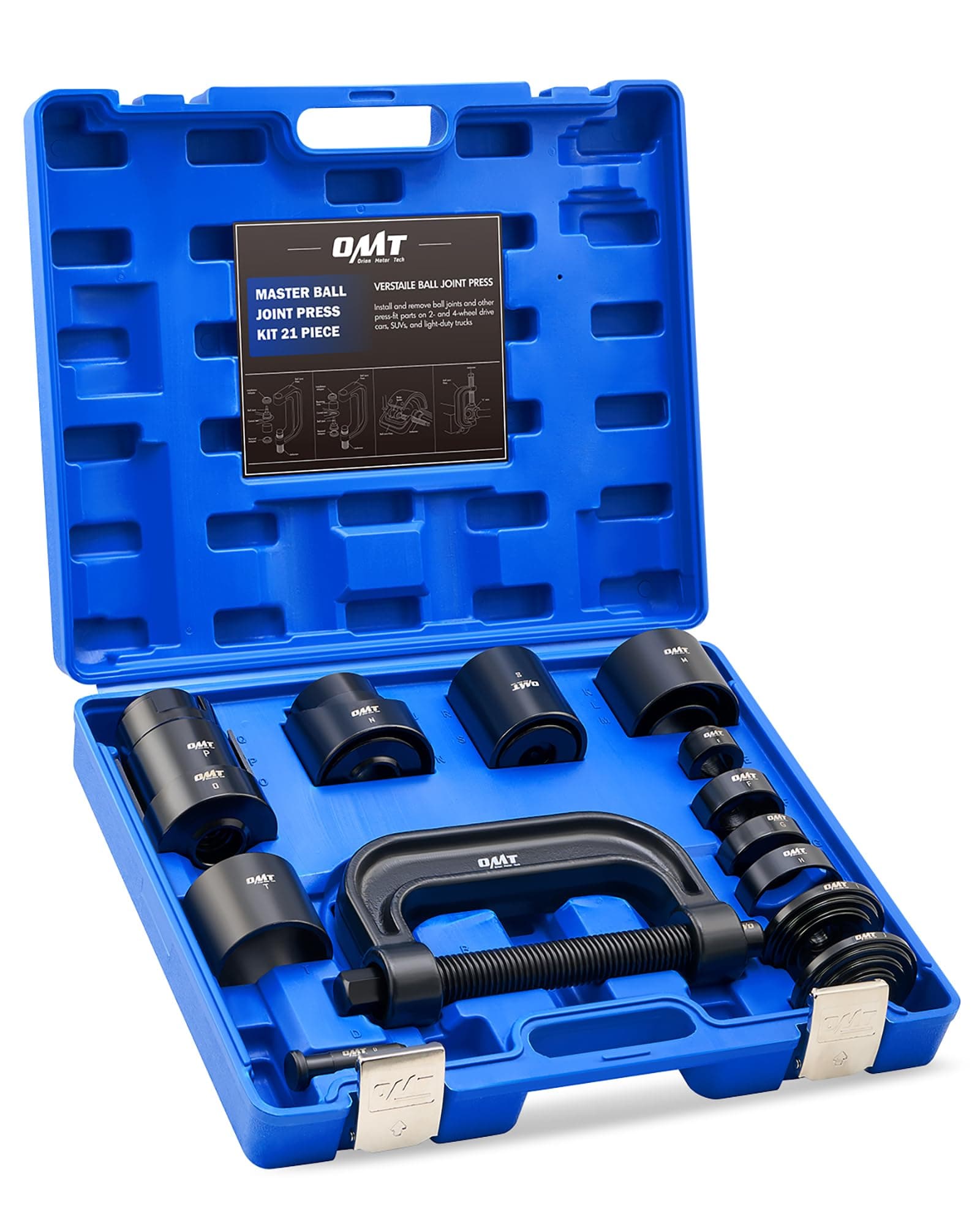 Orion Motor Tech Ball Joint Press Kit, 21-Piece Master Ball Joint Removal Tool with C-Frame, Heavy-Duty Brake Anchor Pin U Joint Ball Joint Press Tool for 2WD and 4WD Cars