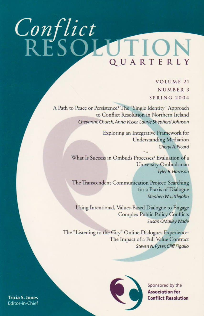 Conflict Resolution Quarterly, Volume 21, Number 3, Spring 2004