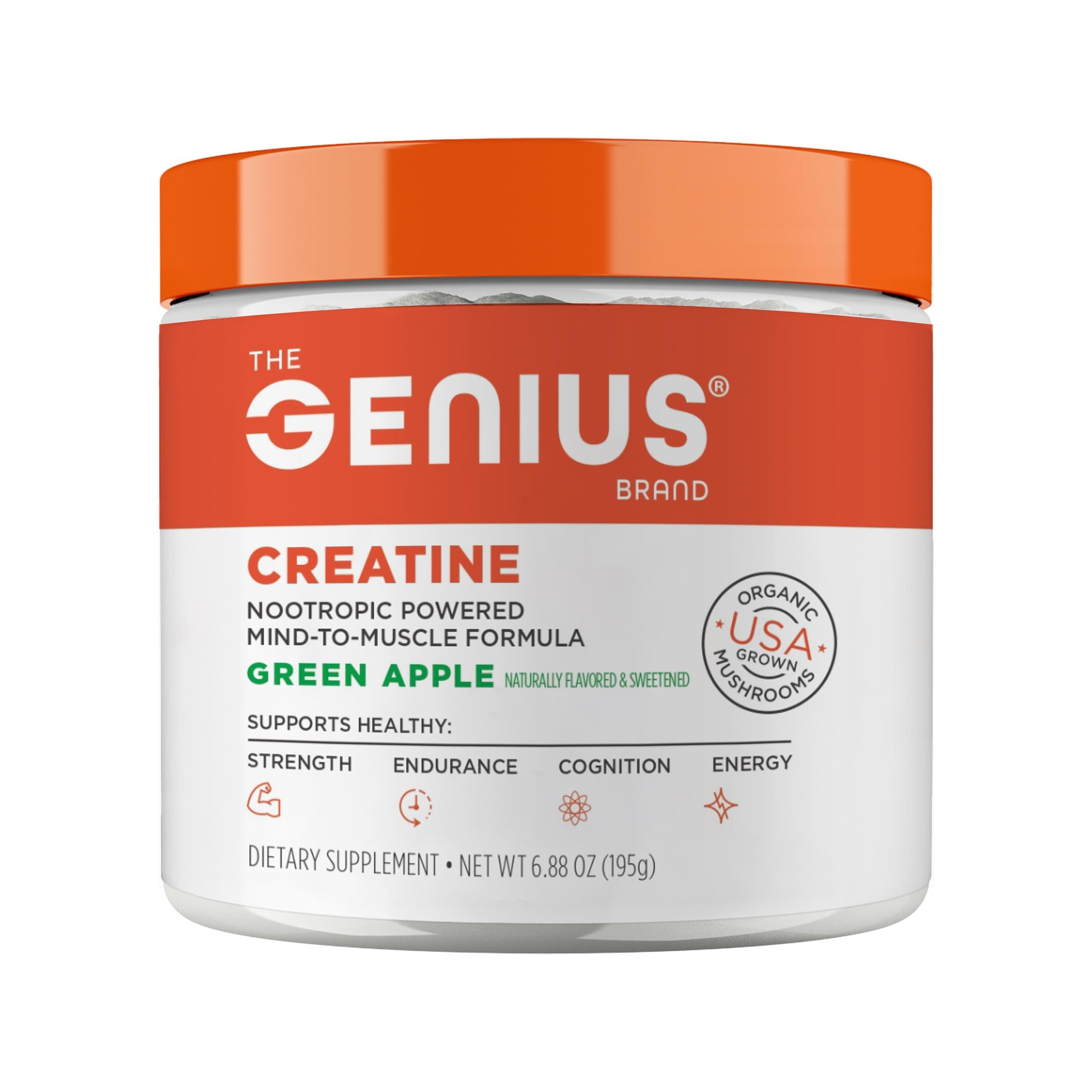 Genius Creatine - Ultra Pure Creatine Monohydrate Plus Nootropics Including Beta Alanine and AstraGin for Improved Absorption, Strength, and Performance - Green Apple, 25 Servings
