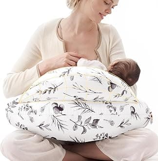 Pioneering Safety Fence Nursing Pillow for Breastfeeding- Wider Feeding Pillows for More Support for Mom & Baby- Easier Nursing & Hand Free- Fit for All, Removable Cotton Cover