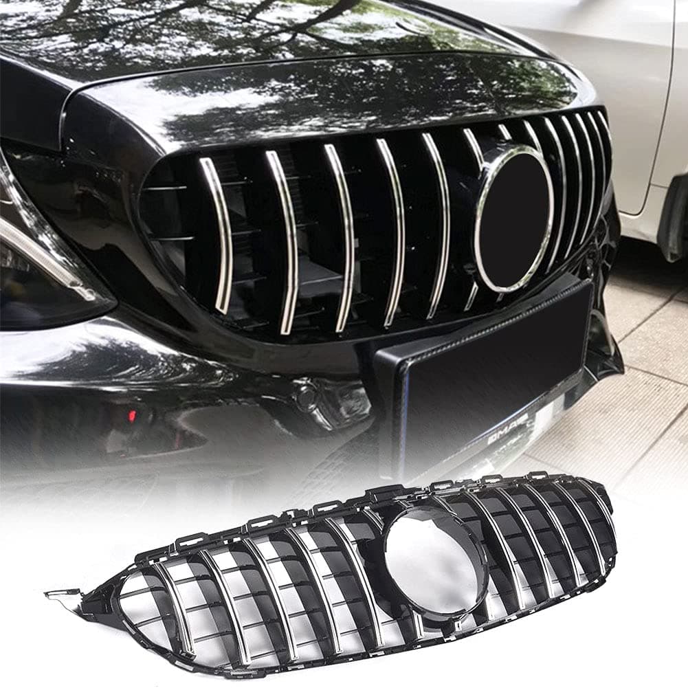 MCARCAR KIT Front Grill Grille for Mercedes Benz C‑Class W205 Pre‑Facelift 2015-2018 Kidney Hood Grille Cover (models without camera)