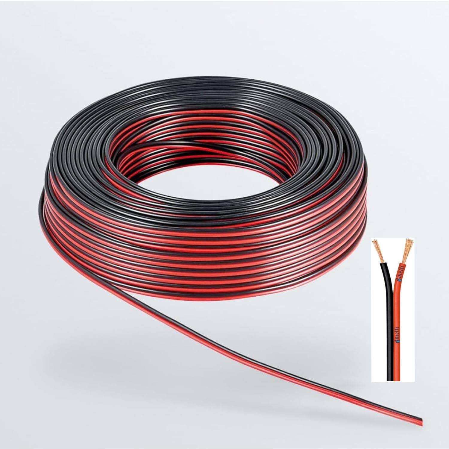 Melfi 2 Core .75mm Speaker Cable Wire - Ideal For Home Hifi/car Audio, 32mtr For Car Speakers, Stereos, Subwoofers And Home Theater (RED&BLACK)