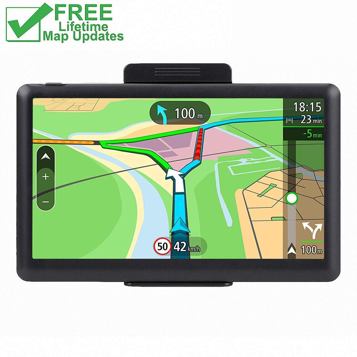 GPS Navigation for Car, 7 inch Lifetime Map Updates, Spoken Turn-by-Turn Vehicle GPS Navigator 8GB Navigation System with USB Cable and Car Charger & Back Bracket & Mount