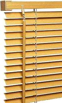 PVC window Venetian Blind Blinds Easy Fit Trimmable Fittings Window Treatment Shutter Twist Open Close (Teak-Wood Grain Effect, 60cm wide (23.6") x 213cm Drop)