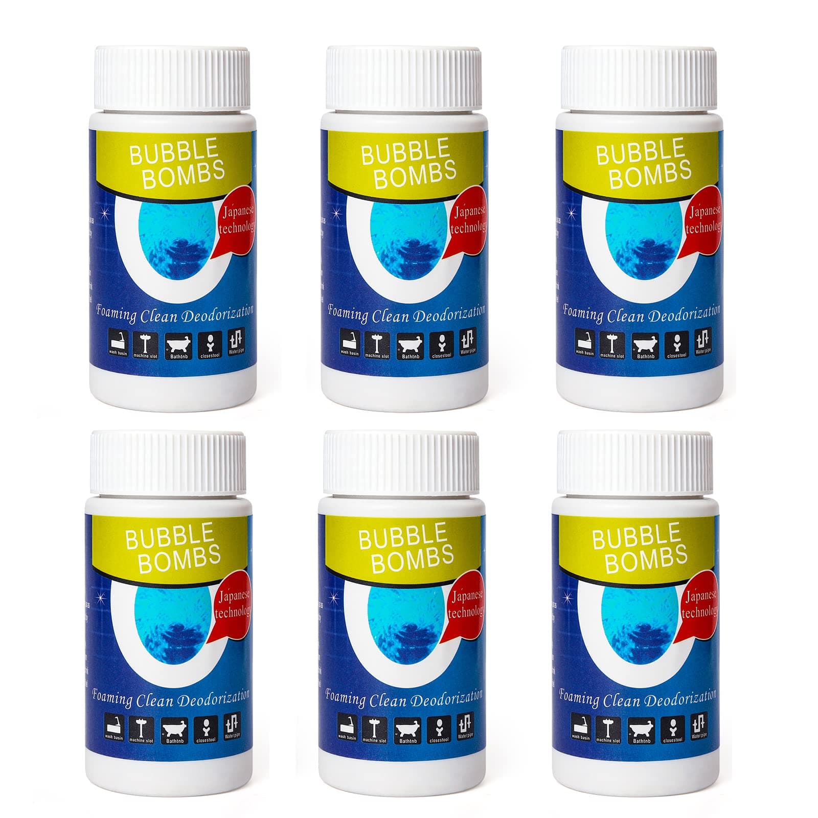 6 Pcs Bubble Bombs Drain Cleaner, Pipe Dredge Deodorant, Quick Dredge Pipeline, Powerful Sink Drain Cleaner, Magic Fast Foaming for Kitchen Toilet Pipeline Quick Cleaning Tool
