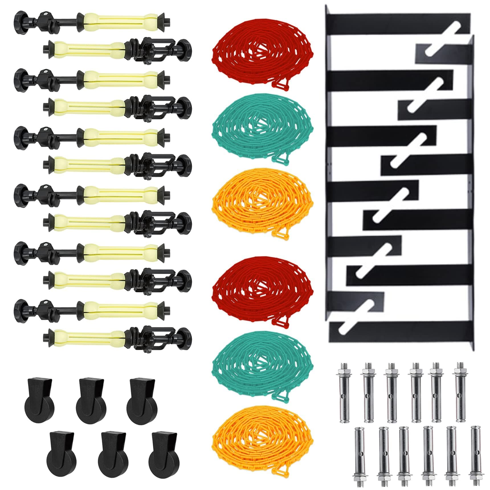 Goshoot Photography Background Backdrop Support System Wall Mount Manual 6 Roller for Photo Studio Portrait Shooting with 2 Six-Fold Hooks, 12 Expand Bars, 6 Chains, 12 Expansion Screws, 6 Weights