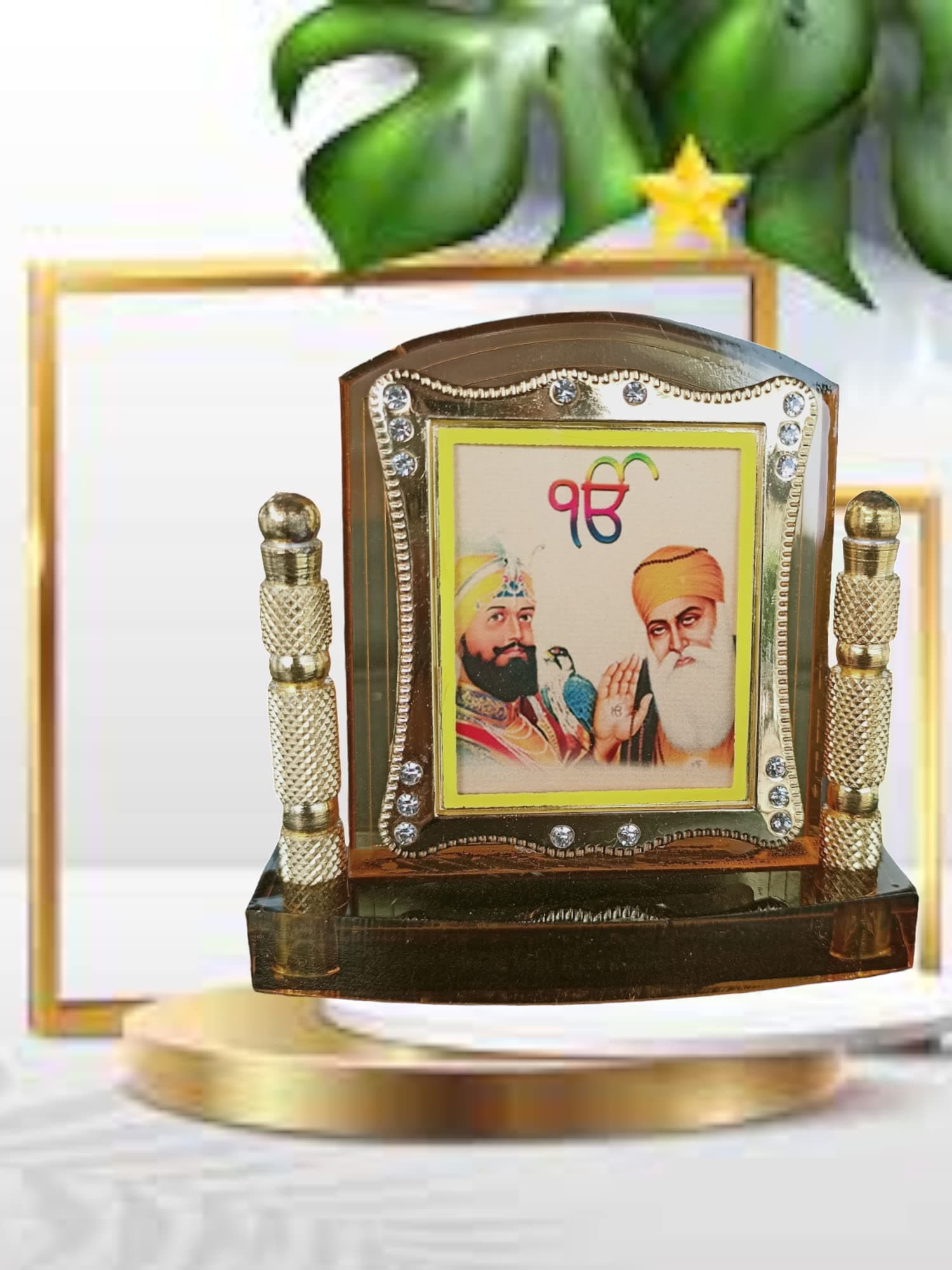 BEXCO Guru Nanak Dev Ji & Guru Gobind Singh Ji Sikh Gurus Idol photo Showpiece/Decorative Showpiece