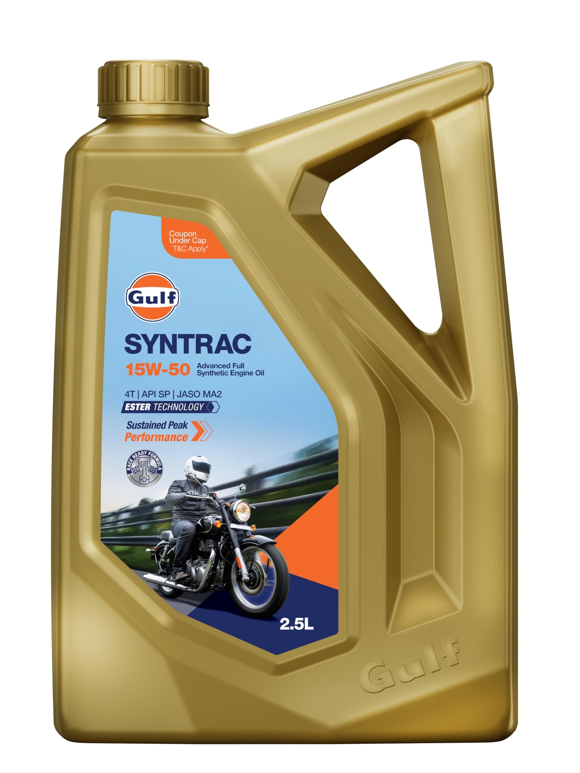 - SYNTRAC 15W-50 4T API SP, JASO MA2 | Ester Technology | 2 Wheeler Bike Advanced 100% Full-Synthetic Engine Oil [2.5 L] - Pack of 1
