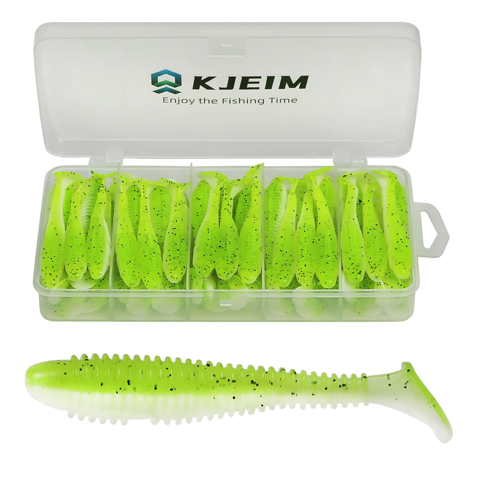 Paddle Tail Swimbaits, 50 PCS Ribbed 3 Inchs Soft Plastic Fishing Lures for Bass Trout Crappie Walleye Saltwater/Freshwater Fishing