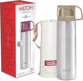 Milton for Hot Drinks 1000 ml (34 oz), 24 Hours Hot and Cold, Stainless Steel Water Bottle, Double Walled Vacuum Insulated Flask for Hot Coffee, Thermosteel, Leak Proof, Glassy, Grey