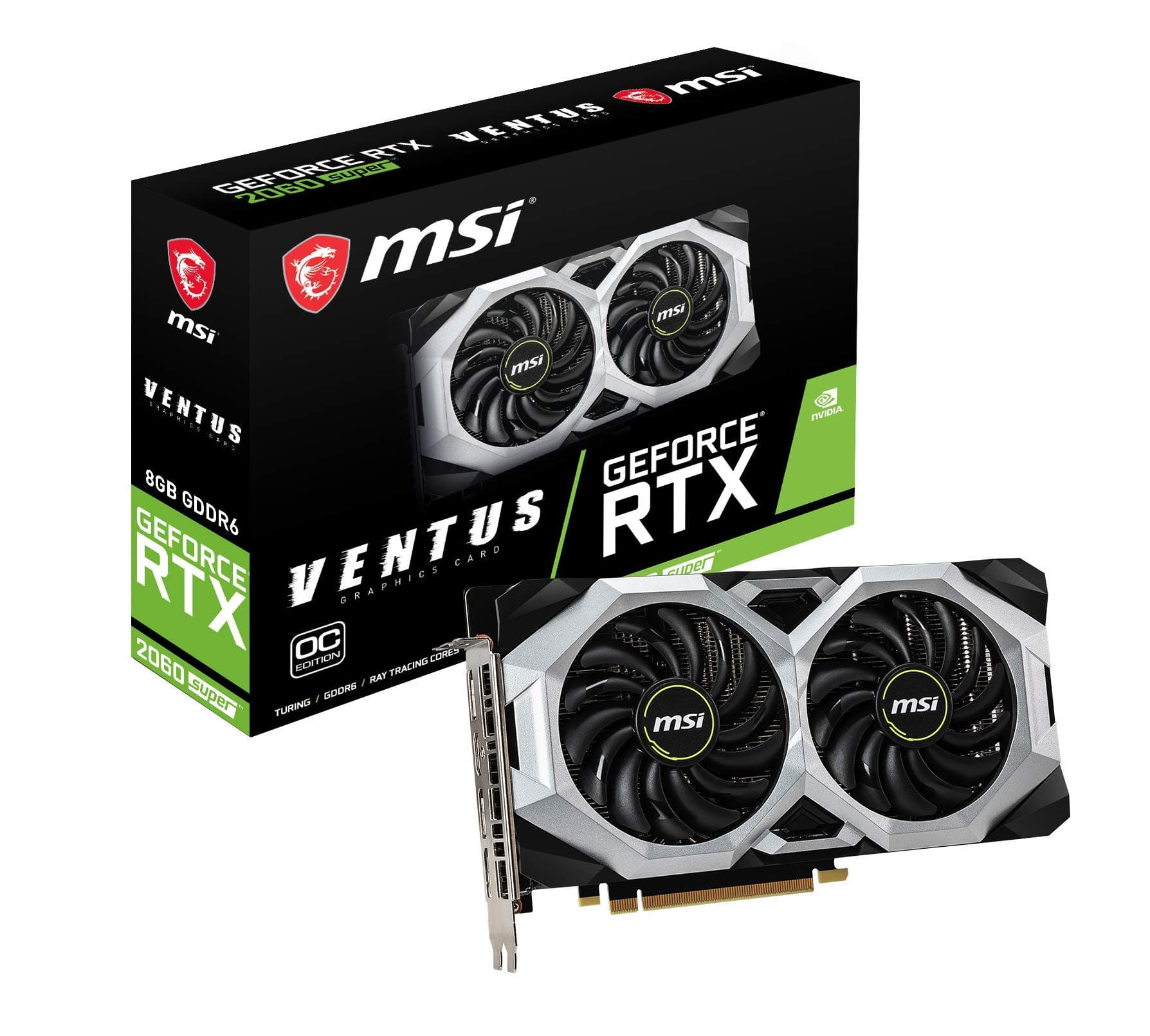 MSI NVIDIA GEFORCE RTX 2060 SUPER VENTUS OC Graphics Card '8GB GDDR6, 1665MHz, 3x DisplayPort, HDMI, Dual Fan Cooling System'