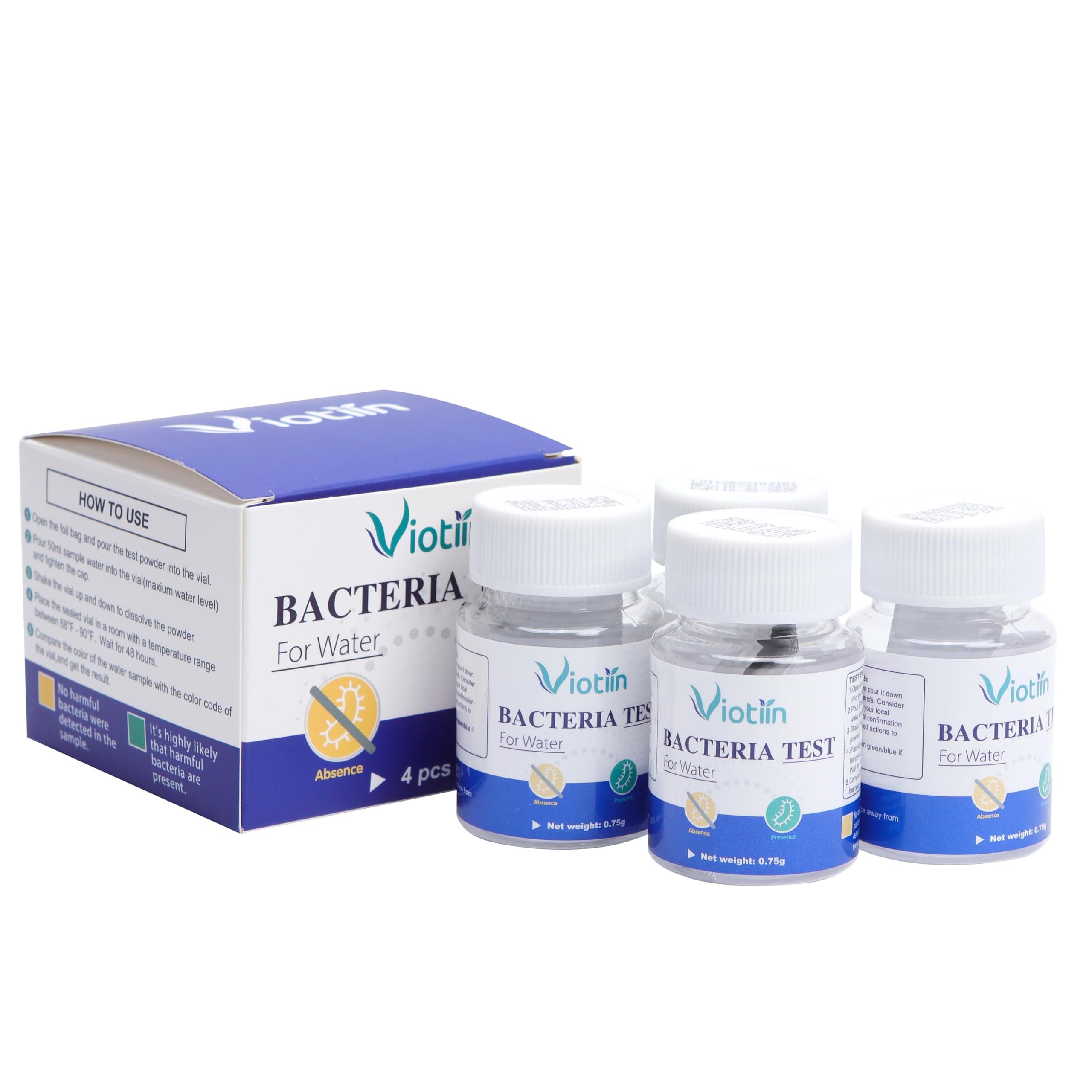 4 Pack E. Coli & Coliform Bacteria Water Test Kit - EPA Approved Water Quality Test for Well, Tap, Pool, Lake, and Drinking Water