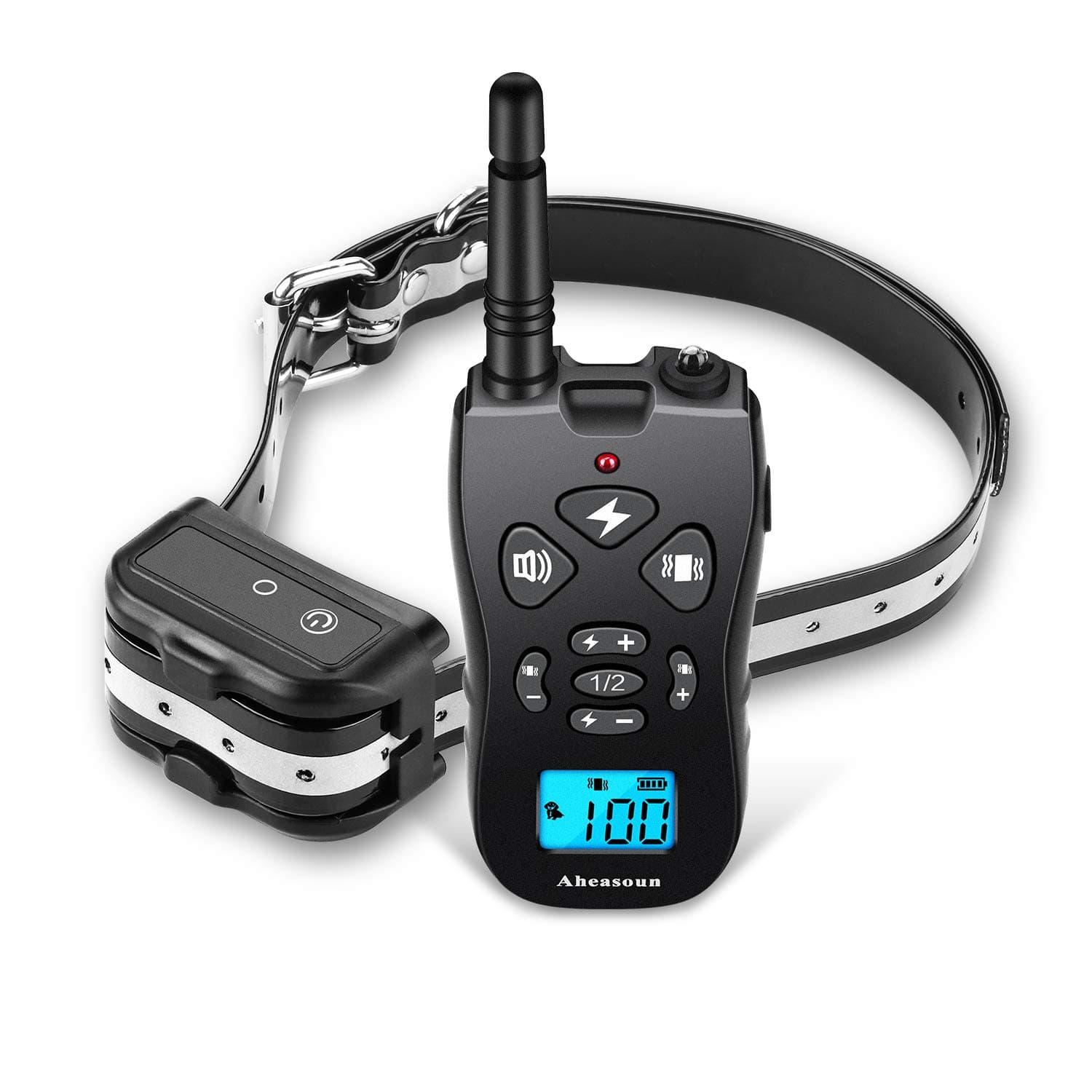 Aheasoun Dog Training Collar, Dog Shock Collar, 3 Training Modes, Beep, Vibration and Shock, 0~100 Shock Levels, 100% Waterproof Training Collar with Remote Rechargeable for Small Medium Large Dogs