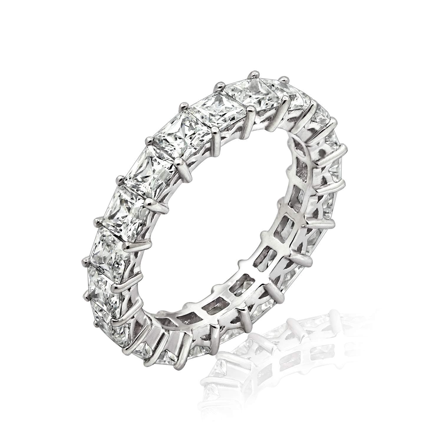 Sterling Silver Princess Cut All-Around Band Ring made with Infinite Elements Cubic Zirconia, (previously Amazon Collection)