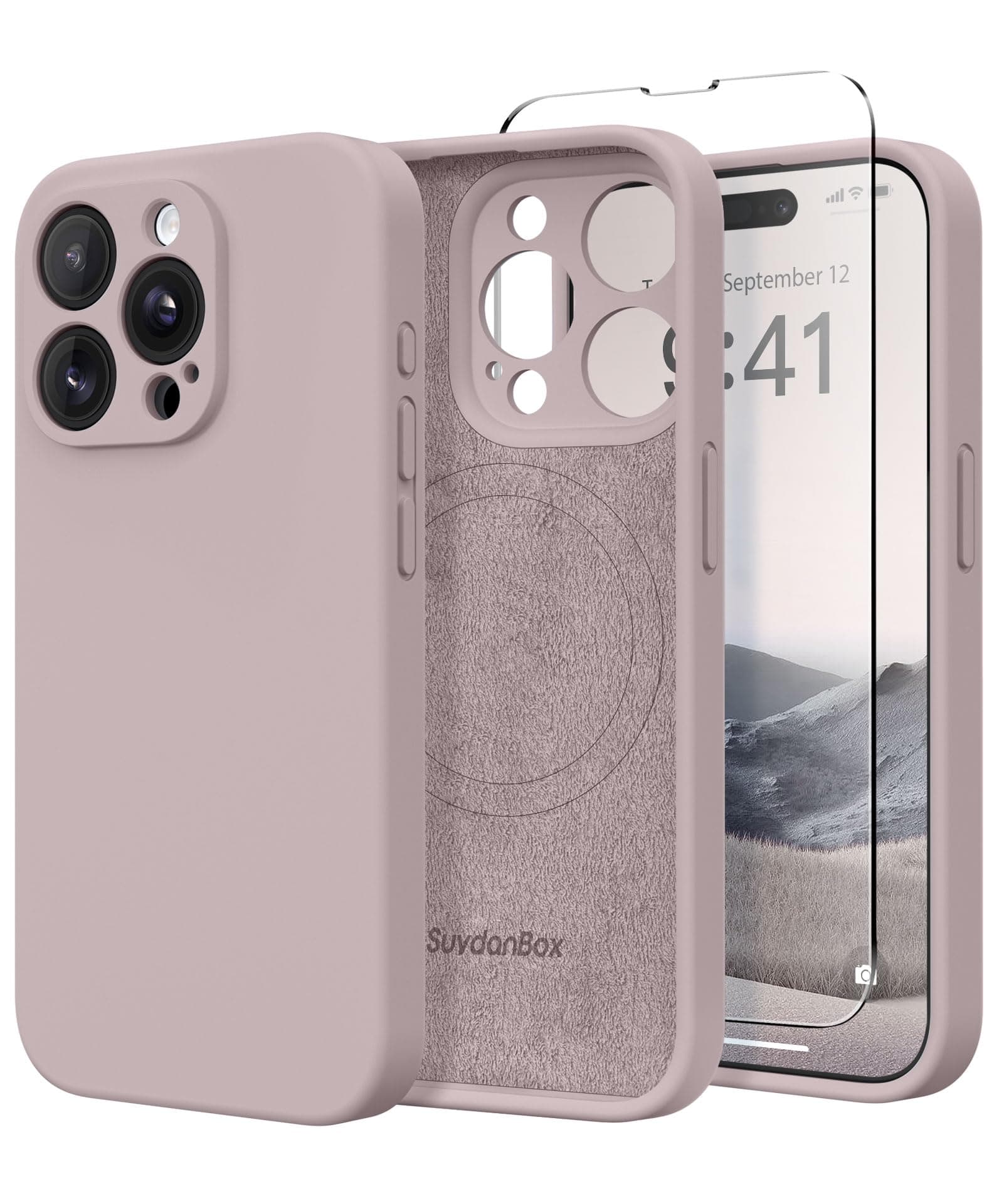 Magnetic for iPhone 14 Pro Case, Compatible with MagSafe, [Full Camera Protection][Screen Protector] Silicone Shockproof Protective Phone Case for iPhone 14 Pro 6.1", Hazel