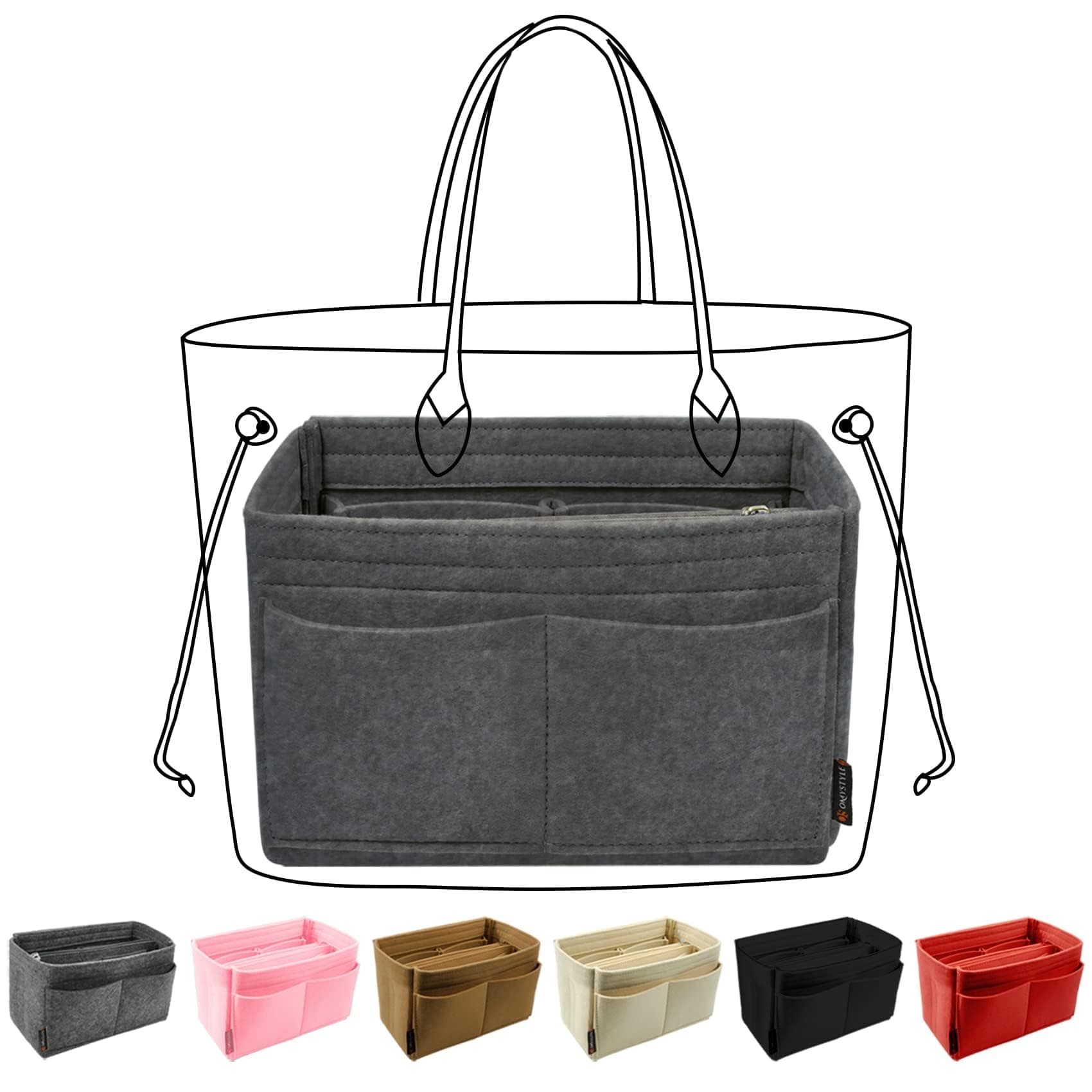 Purse Organizer Insert, Felt Tote Bag Organizer Insert with 5 Sizes, Handbag Dividers for Inside Purse, Compatible with Longchamp, Neverful, Speedy and More