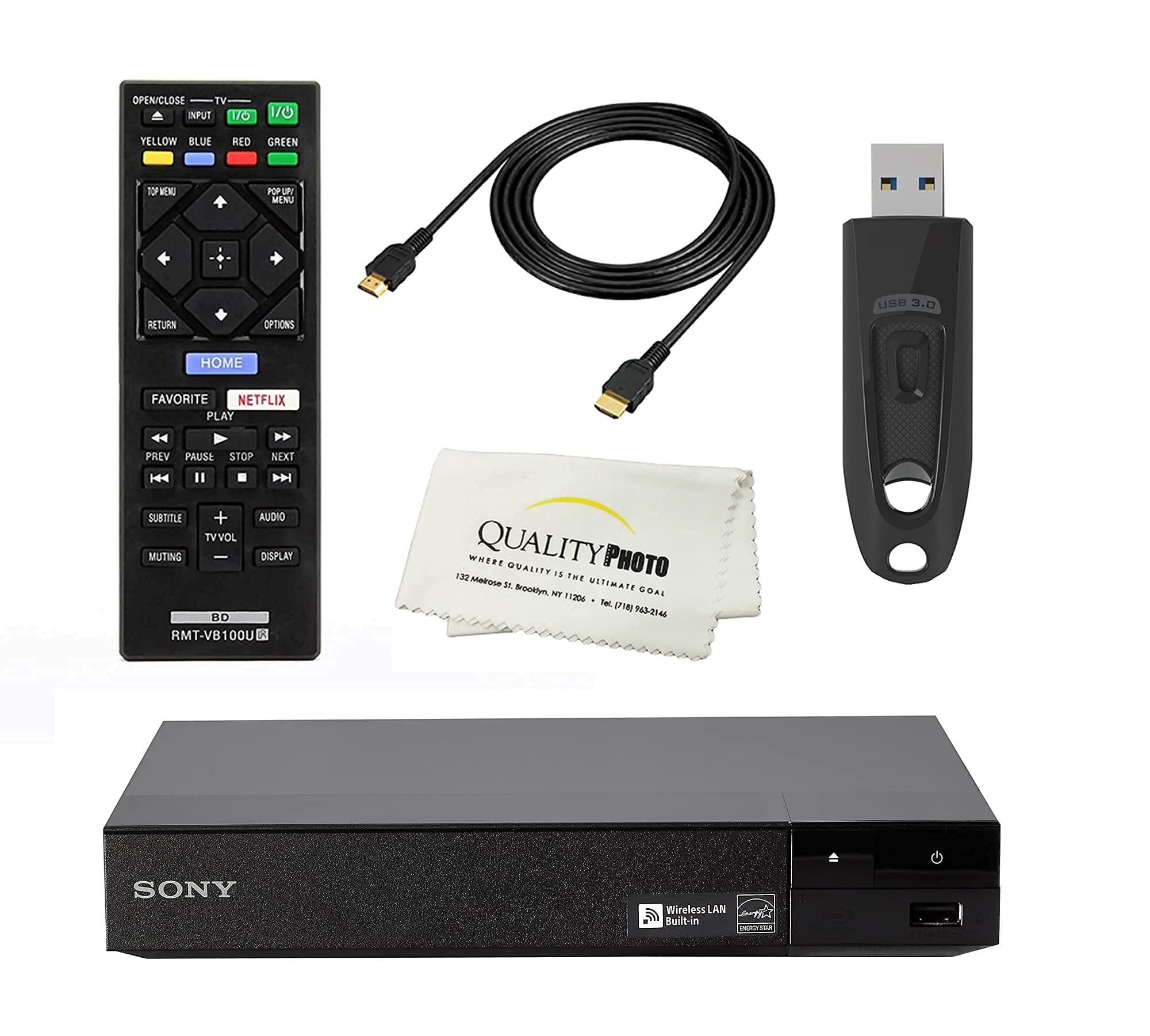 BDP-BX370 Blu-ray Disc Player with Built-in Wi-Fi and HDMI Cable with Ultra USB Flash Drive 64GB