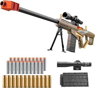 Soft Bullet Toy Gun Dart Foam Pellet Blasters Shell ejecting Shotgun Cool Stuff Gifts for boy Age 8+ 9 10 11 12 Year Old Kid Shooting Game with Scope Sniper Rifle (Sand Colored)