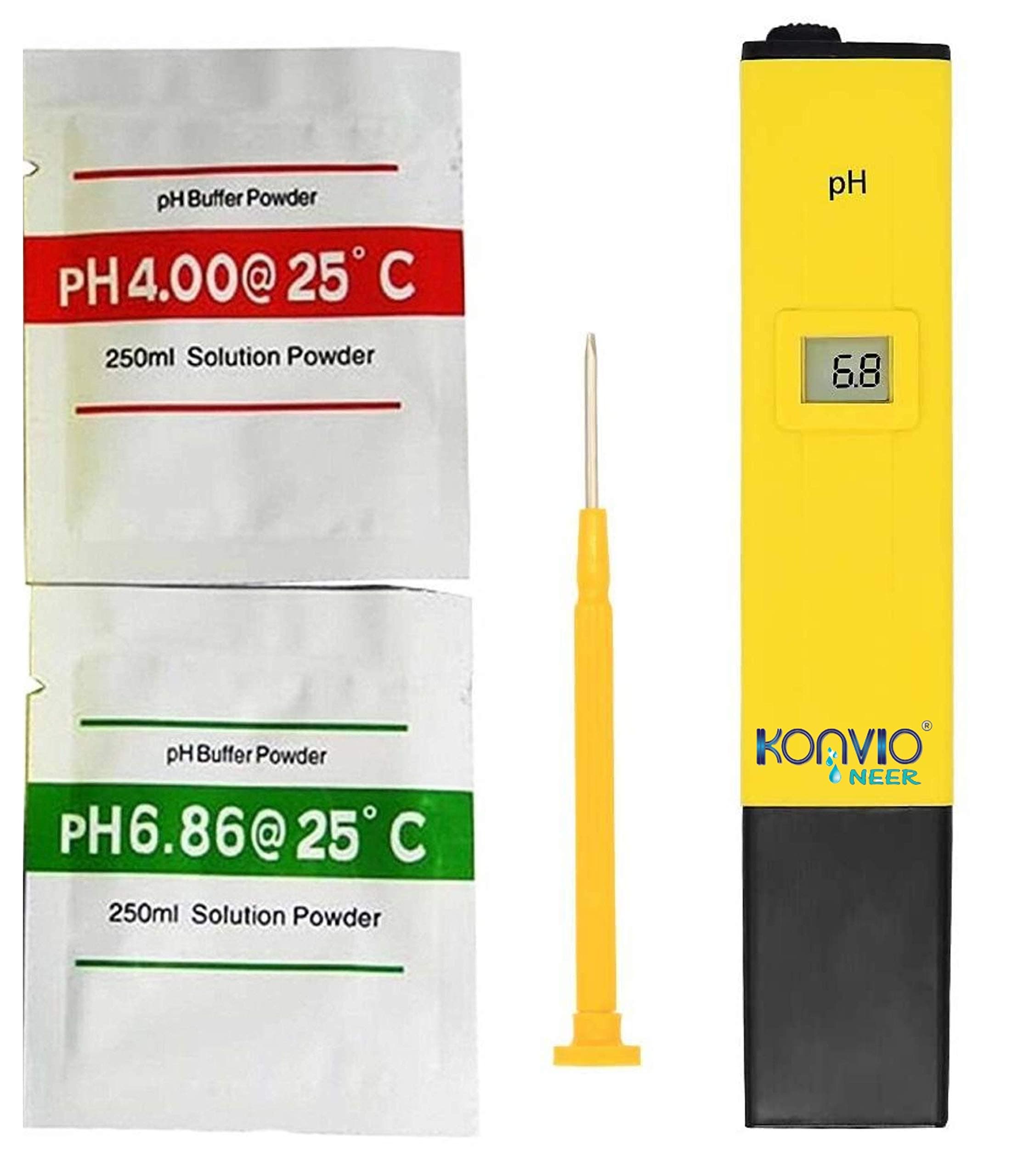 Konvio Neer pH Test Meter ± 0.1pH High Accuracy with 0.00-14.00ph Measure Range for Drinking Water, Hydroponics, Aquariums, Swimming Pools. (Manual pH Meter)