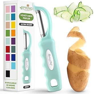 Spring Chef Premium Swivel Vegetable Peeler with Soft Grip Handle & Ultra Sharp Blades - Stainless Steel Potato Peeler - Kitchen Gadgets for Veggie, Fruit, Carrot, Apple, Cucumber - Mint