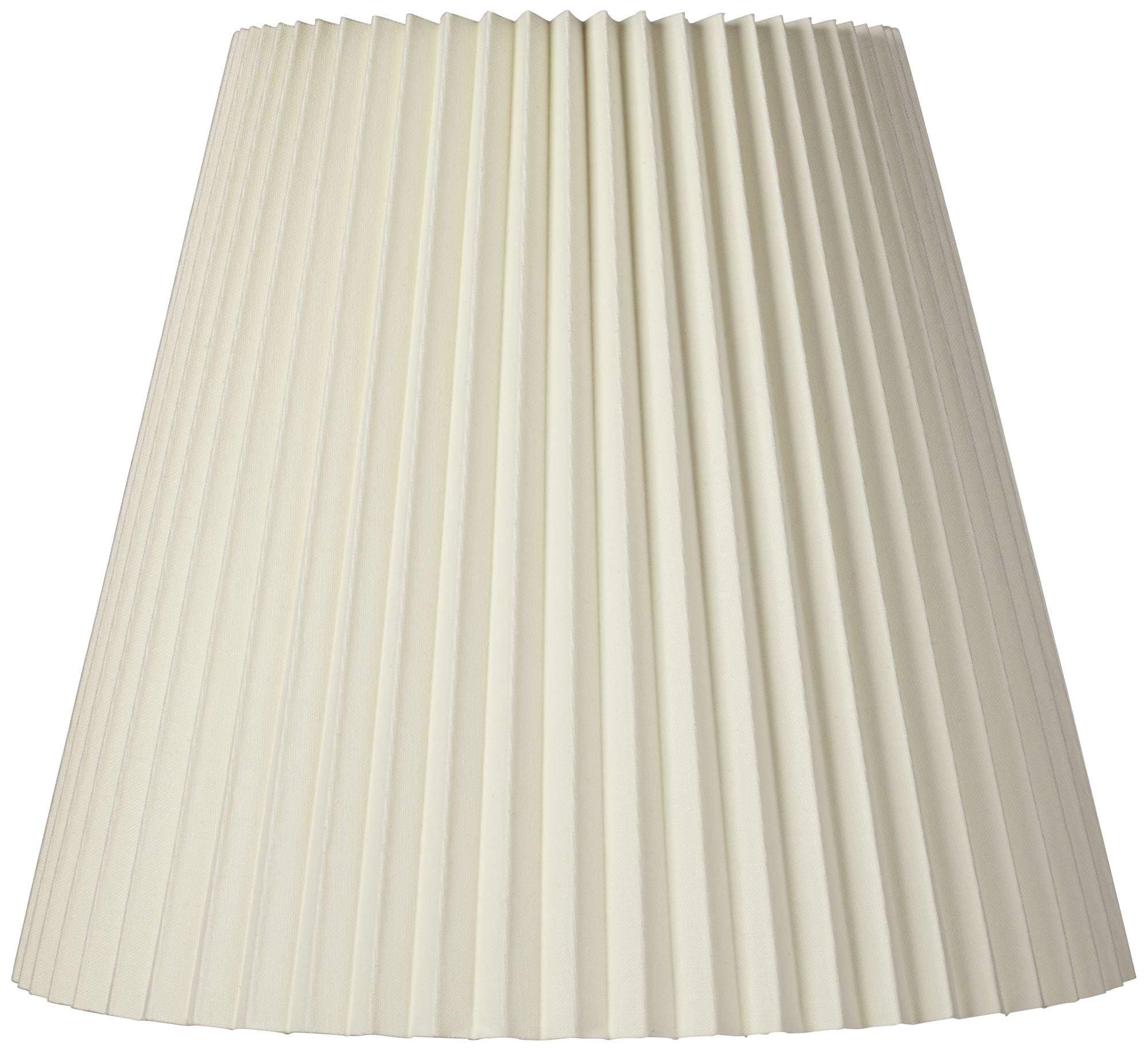 10" Top x 17" Bottom x 14 1/2" High x 14 3/4" Slant Lamp Shade (Pre-Assembled) Replacement Large Ivory White Bell Round Traditional Pleated Spider Harp Finial - Springcrest