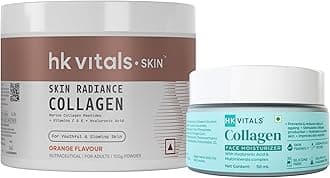HealthKart HK Vitals Skin Radiance Collagen Powder with Biotin, Marine Collagen (Orange, 100 g) with Collagen Face Moisturizer, All Skin Types, 50 ml
