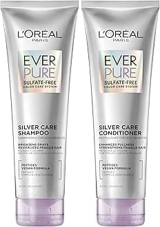 L'Oréal Paris L'Oreal Paris EverPure Silver Care Sulphate Free Shampoo and Conditioner Nourishing Vegan Formula with Peptides to Lighten Grey Hair 1 Set