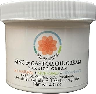 Zinc and Castor Oil Cream – Non-Nano and Non-Gmo Barrier Cream 4.5 oz