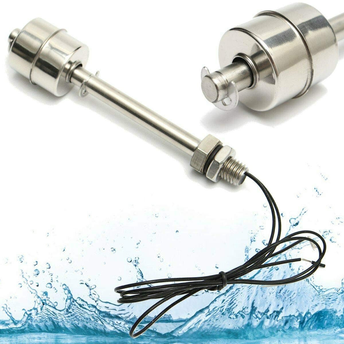 SUPERTOOL Floating Switch L100mm, Liquid Water Level Sensor Stainless Steel Vertical Float Switch Used in Electrical, Drainage, Level Control and Alarm