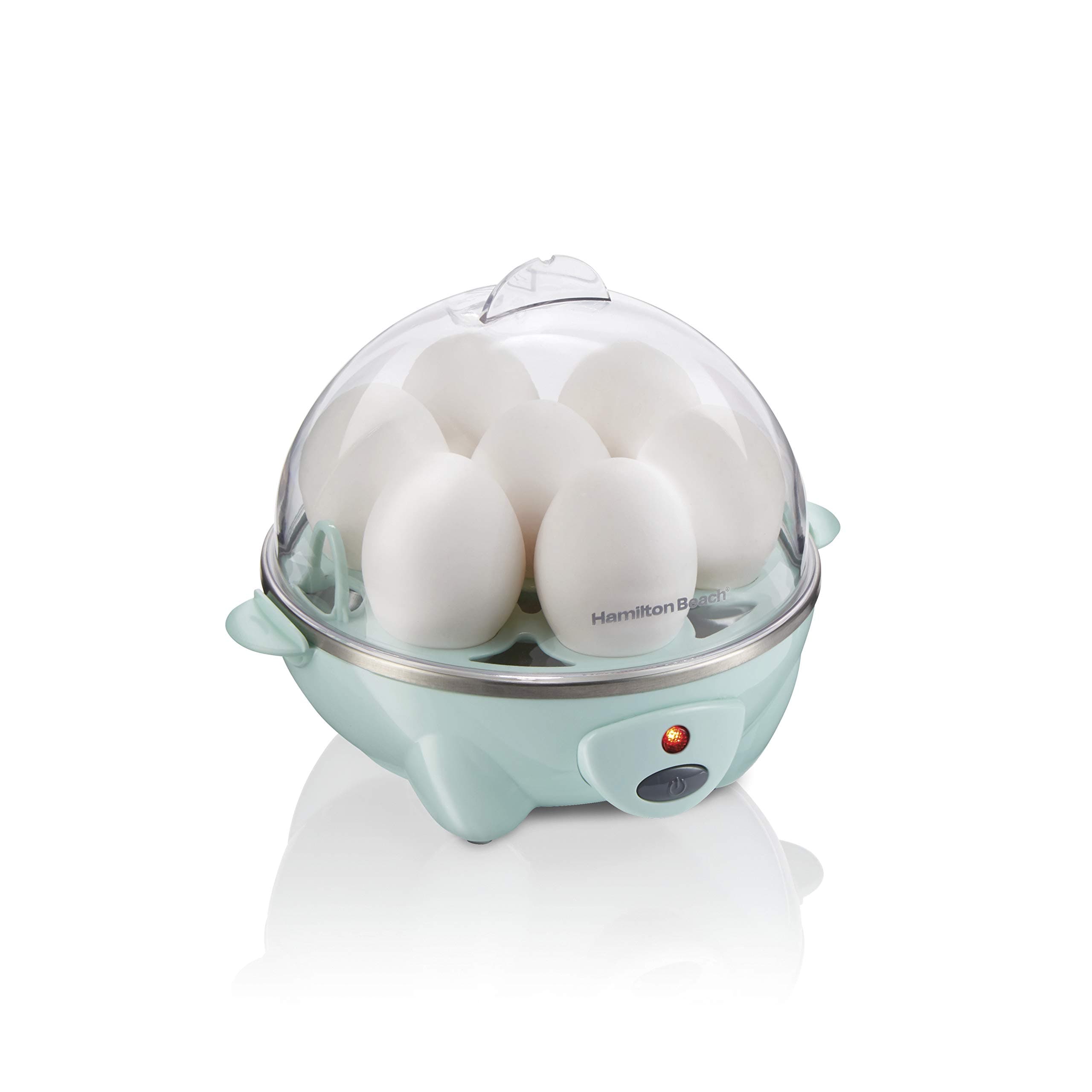 Hamilton Beach Egg Cooker 3-in-1 for Hard Boiled & Poached Eggs, Omelets & Vegetable Steamer, Holds 7, Mint (25504)