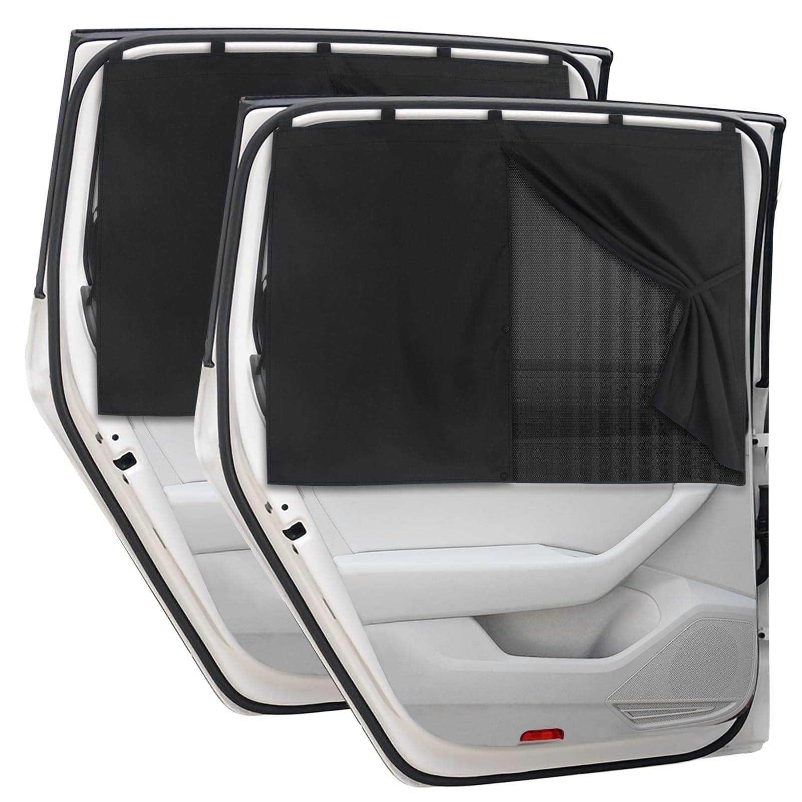 Car Window Shades, 2 PCS Magnetic Double Layer Auto Sun Shade for Side Windows Privacy Full Covers/Half Shade Options Back Car Window Curtains for Baby Protection