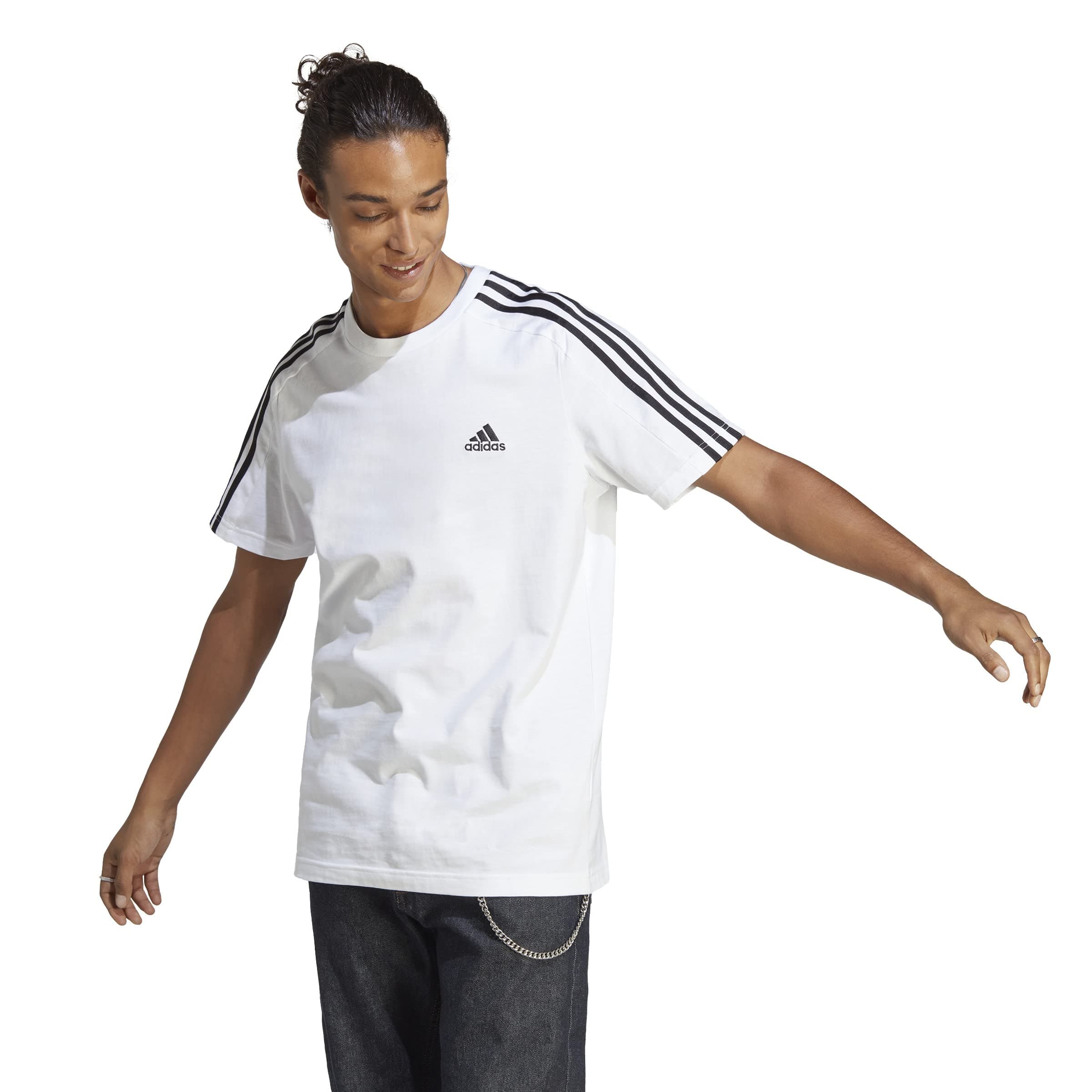 adidasmens Essentials Single Jersey 3-Stripes T-Shirt