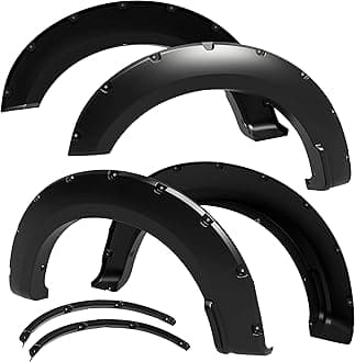Tyger Auto Fender Flare Compatible with 2017-2022 Ford F-250 F-350 Super Duty, Smooth Textured Black Paintable Bolt-Riveted Style 4pc | TG-FF8F4388