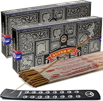 Incense Stick Holder Bundle with Satya Super Hit 100g Incense Sticks - Pack of 2 (Approx 200 Sticks)