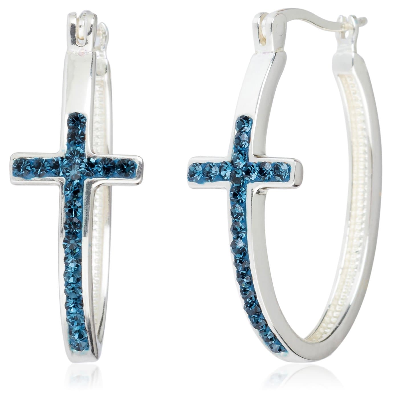 SilverLuxe Sterling Silver Crystal Cross Hoop Earring