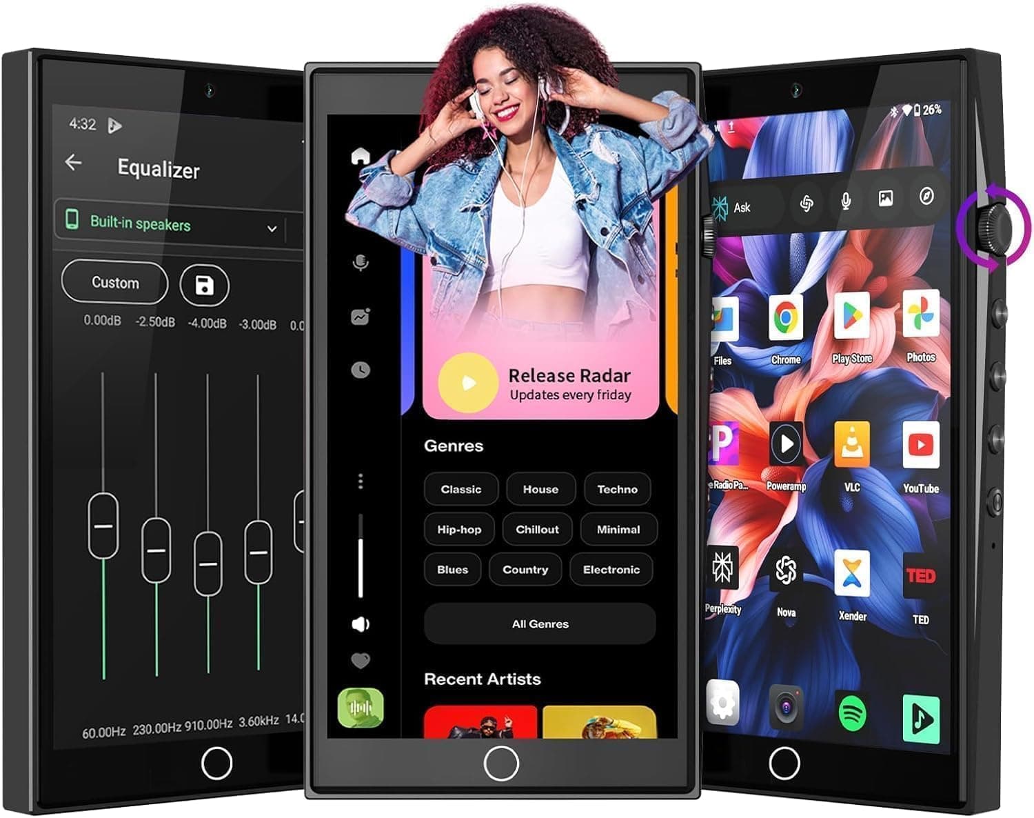 192GB 4.7" Touch Screen(1280P) Mp3 Player with Bluetooth and WiFi, Android 13 Music Player with Spotify,Pandora,Amazon Music,Bluetooth Mp3 Player with Camera,Mp3 & Mp4 Players for Kids