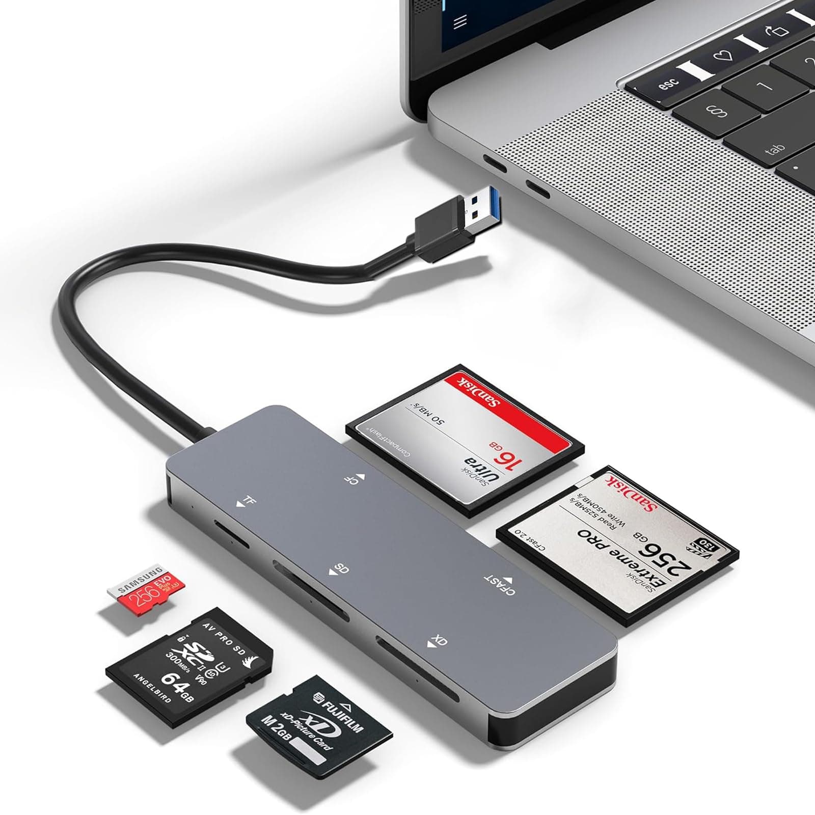 Cfast Card Reader, Usb 3.0 C 2.0 5Gbps Aluminum Memory Adapter For Sandisk, Lexar, Transcend, Sony Card, Read 5 Cards Suitable Cfast/Cf/Sd/Tf/Xd