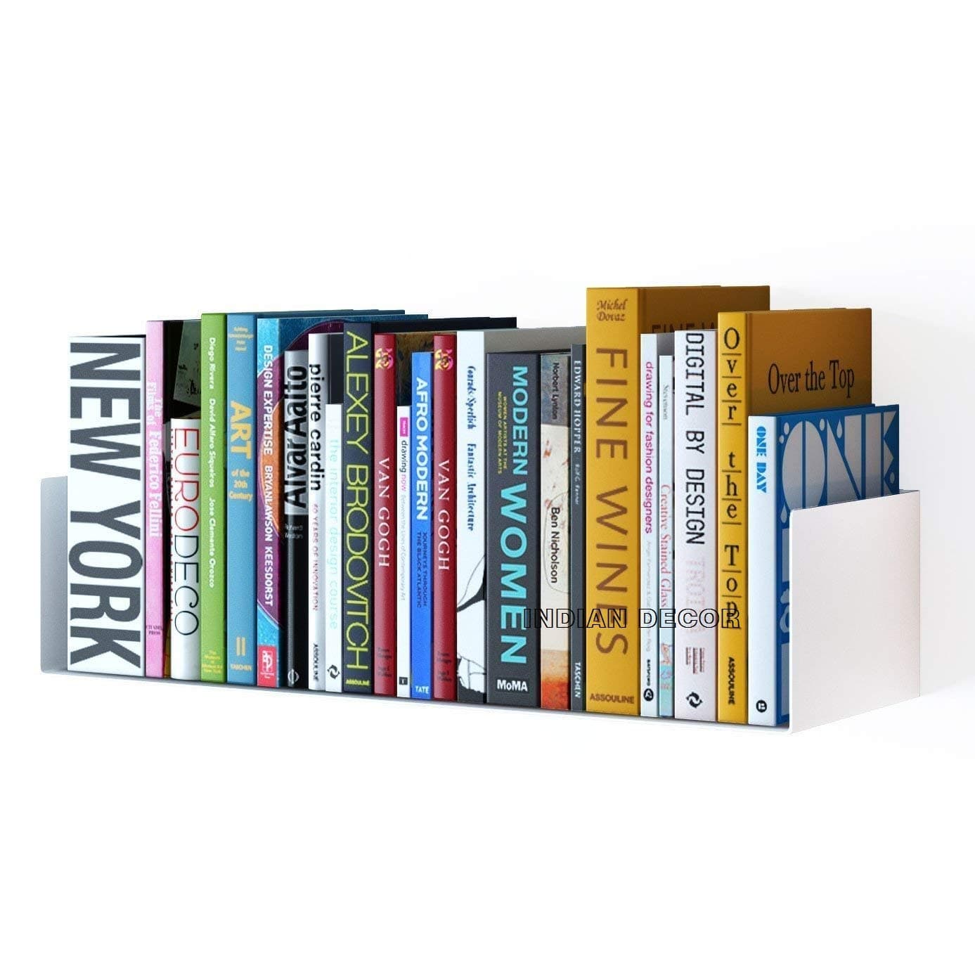 INDIAN DECOR Sturdy Metal U Shape Bookshelf Wall Mountable CD DVD Storage Multi-Purpose Display Rack in White