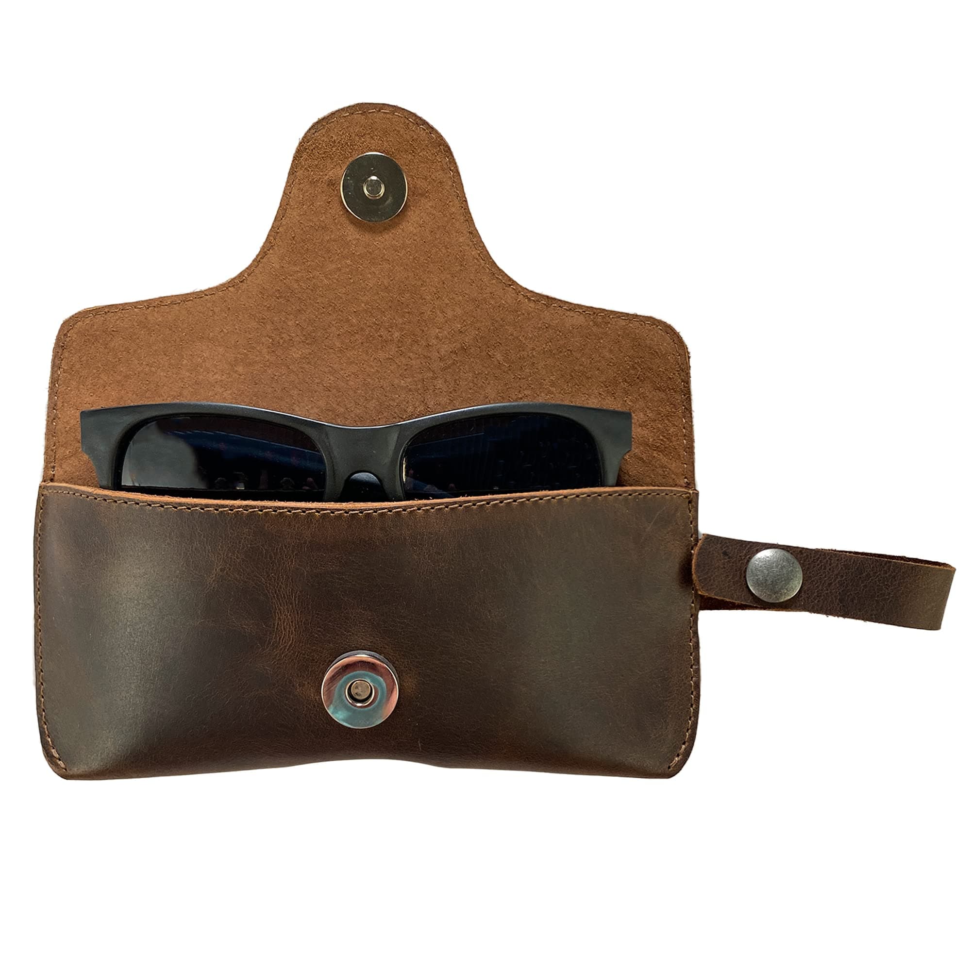 Hide & Drink, Eyeglasses Case with Wrist Strap, Sunglasses Case, Protector for Eyewear, Full Grain Leather, Handmade