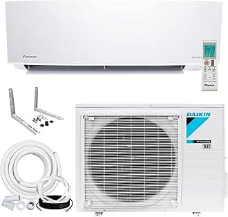 12,000 BTU 18 SEER2 Entra R32 Series Ductless Mini Split Heat Pump System w/Maxwell All-Inclusive 15’ Installation Kit and Wall Mounting Bracket (230V), White, RXC12+FTXC12+IKM1438+WAFP24