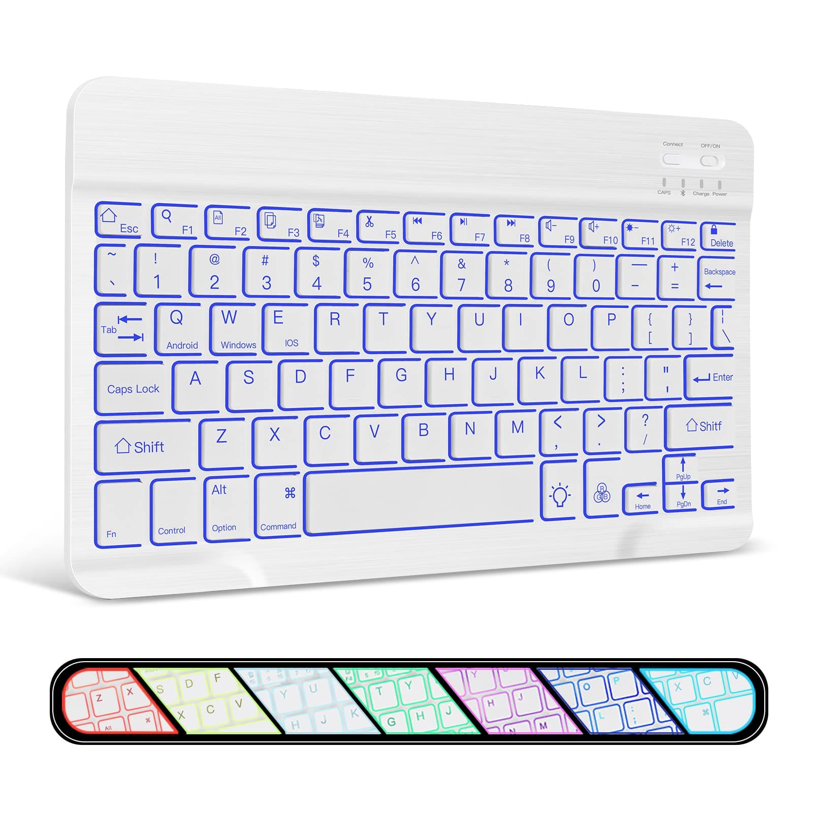 Rechargeable Wireless Bluetooth Keyboard white backlit
